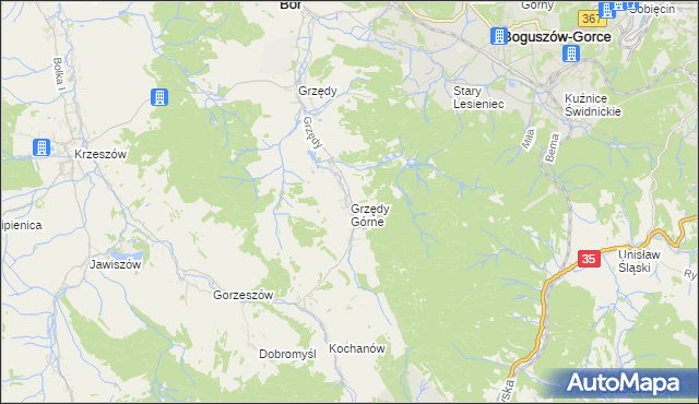 mapa Grzędy Górne, Grzędy Górne na mapie Targeo