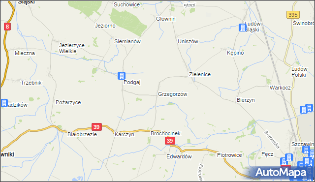 mapa Grzegorzów gmina Kondratowice, Grzegorzów gmina Kondratowice na mapie Targeo