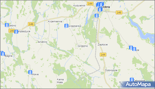 mapa Grzęzno, Grzęzno na mapie Targeo