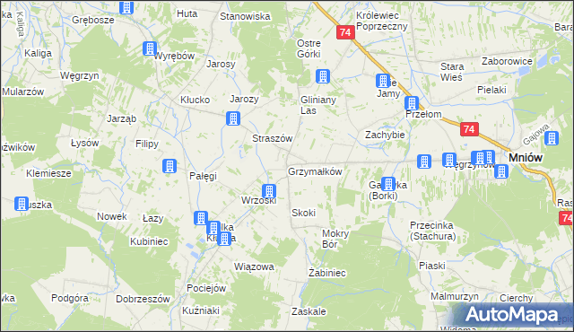 mapa Grzymałków, Grzymałków na mapie Targeo