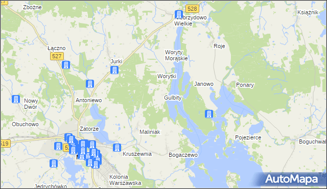 mapa Gulbity gmina Morąg, Gulbity gmina Morąg na mapie Targeo