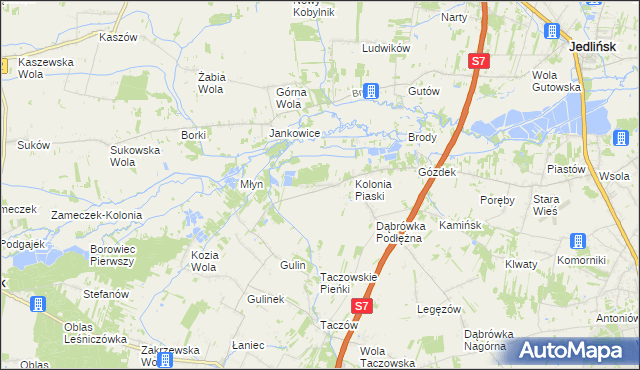 mapa Gustawów gmina Zakrzew, Gustawów gmina Zakrzew na mapie Targeo