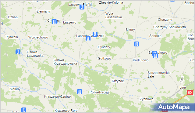 mapa Gutkowo gmina Siemiątkowo, Gutkowo gmina Siemiątkowo na mapie Targeo