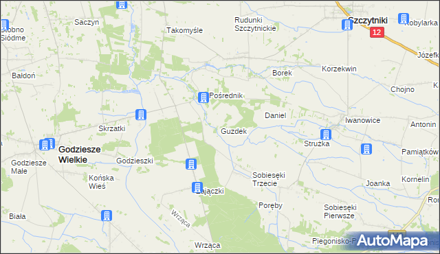 mapa Guzdek, Guzdek na mapie Targeo