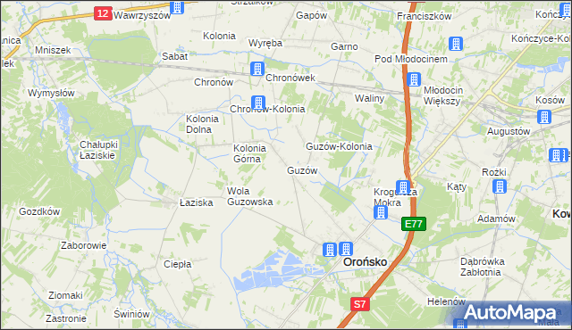 mapa Guzów gmina Orońsko, Guzów gmina Orońsko na mapie Targeo