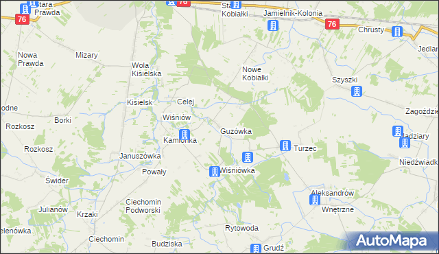 mapa Guzówka gmina Stoczek Łukowski, Guzówka gmina Stoczek Łukowski na mapie Targeo