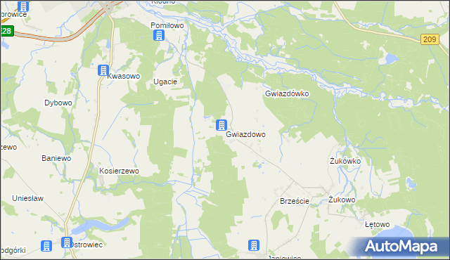 mapa Gwiazdowo gmina Sławno, Gwiazdowo gmina Sławno na mapie Targeo