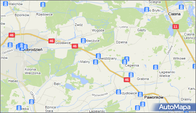 mapa Gwoździany, Gwoździany na mapie Targeo