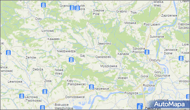 mapa Gwoździec gmina Zakliczyn, Gwoździec gmina Zakliczyn na mapie Targeo