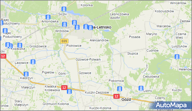 mapa Gzowice-Kolonia, Gzowice-Kolonia na mapie Targeo