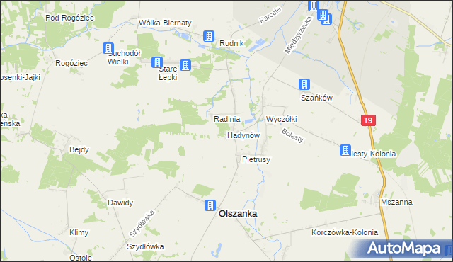 mapa Hadynów, Hadynów na mapie Targeo