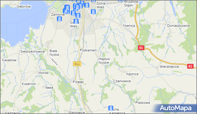 mapa Hajduki Nyskie, Hajduki Nyskie na mapie Targeo