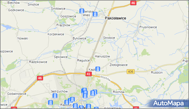 mapa Hanuszów, Hanuszów na mapie Targeo