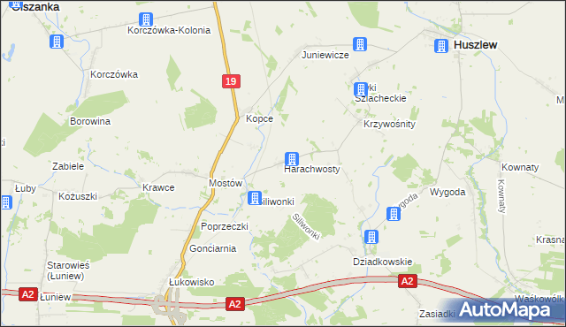 mapa Harachwosty, Harachwosty na mapie Targeo