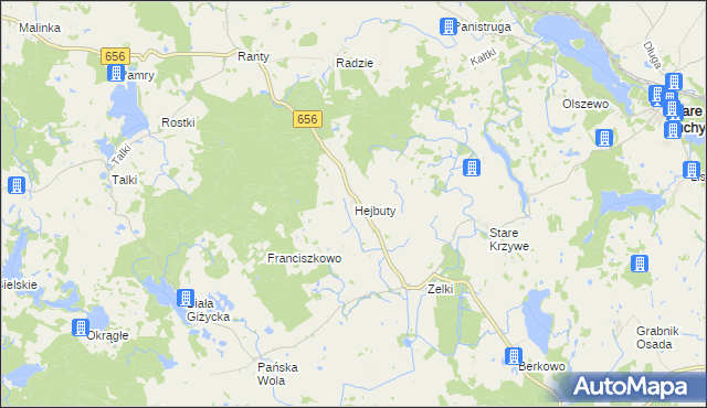 mapa Hejbuty, Hejbuty na mapie Targeo