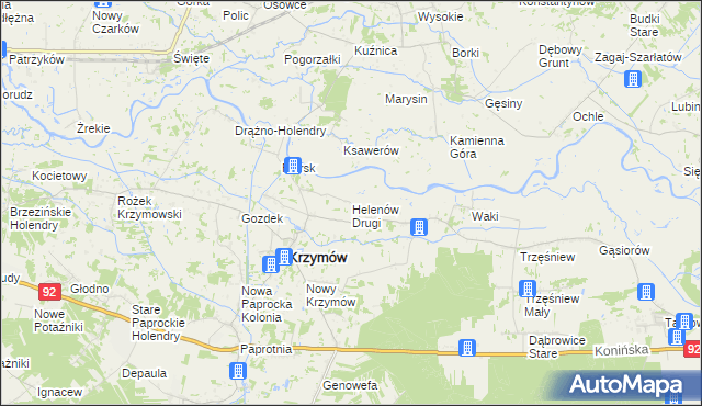 mapa Helenów Drugi gmina Krzymów, Helenów Drugi gmina Krzymów na mapie Targeo