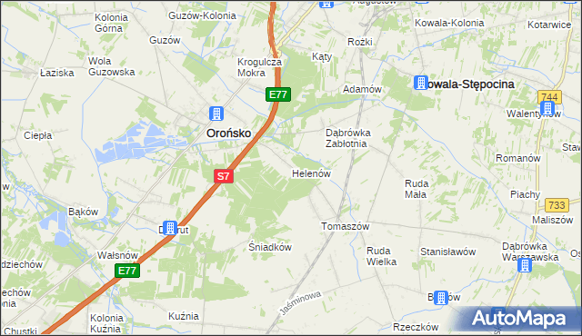 mapa Helenów gmina Orońsko, Helenów gmina Orońsko na mapie Targeo