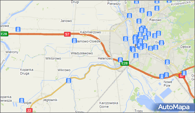 mapa Helenowo gmina Elbląg, Helenowo gmina Elbląg na mapie Targeo