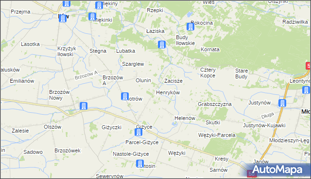mapa Henryków gmina Iłów, Henryków gmina Iłów na mapie Targeo