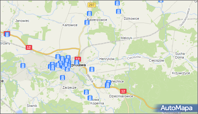 mapa Henryków gmina Szprotawa, Henryków gmina Szprotawa na mapie Targeo