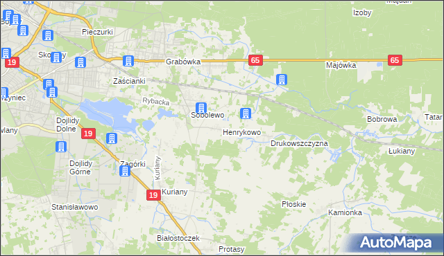 mapa Henrykowo gmina Supraśl, Henrykowo gmina Supraśl na mapie Targeo