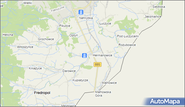 mapa Hermanowice, Hermanowice na mapie Targeo