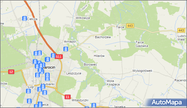 mapa Hilarów gmina Jarocin, Hilarów gmina Jarocin na mapie Targeo