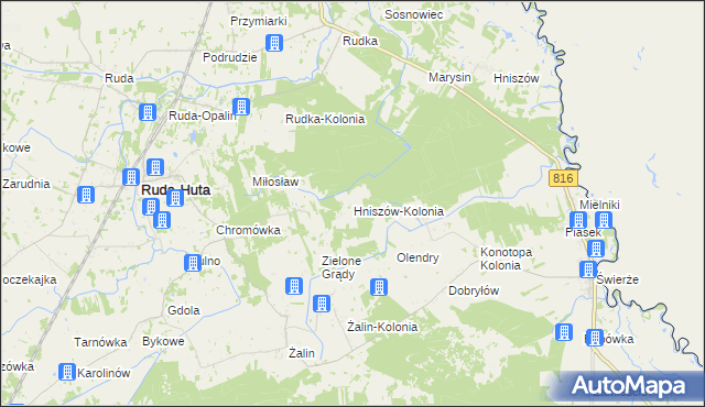 mapa Hniszów-Kolonia, Hniszów-Kolonia na mapie Targeo