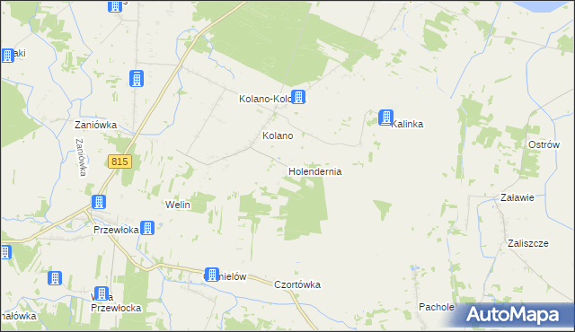 mapa Holendernia gmina Jabłoń, Holendernia gmina Jabłoń na mapie Targeo