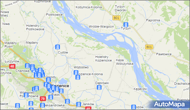 mapa Holendry Kozienickie, Holendry Kozienickie na mapie Targeo