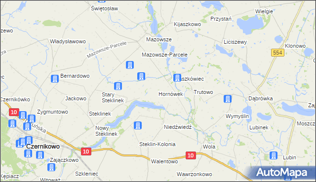 mapa Hornówek gmina Kikół, Hornówek gmina Kikół na mapie Targeo