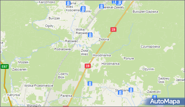 mapa Horodnianka gmina Czarna Białostocka, Horodnianka gmina Czarna Białostocka na mapie Targeo