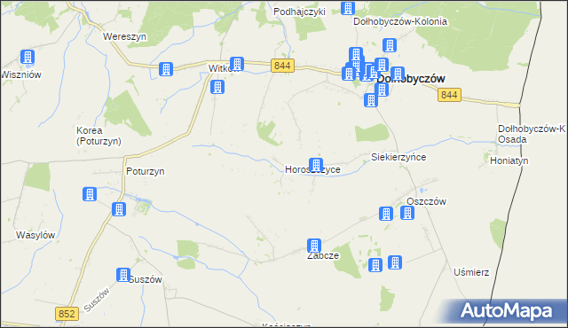 mapa Horoszczyce, Horoszczyce na mapie Targeo