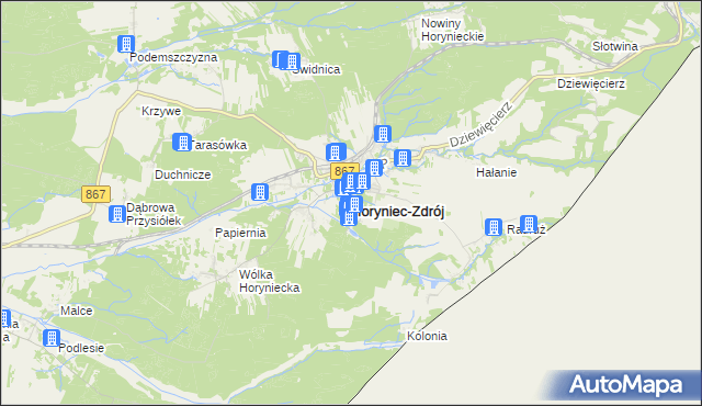 mapa Horyniec-Zdrój, Horyniec-Zdrój na mapie Targeo