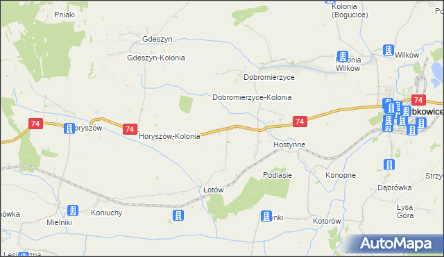 mapa Hostynne-Kolonia, Hostynne-Kolonia na mapie Targeo
