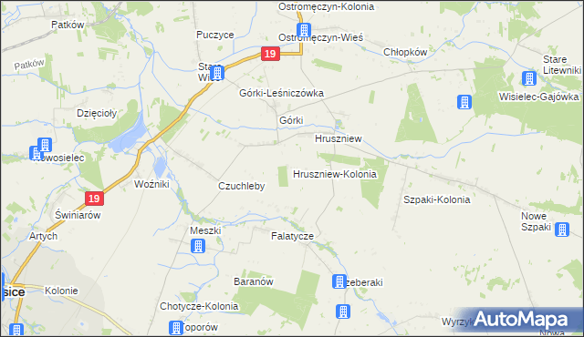 mapa Hruszniew-Kolonia, Hruszniew-Kolonia na mapie Targeo