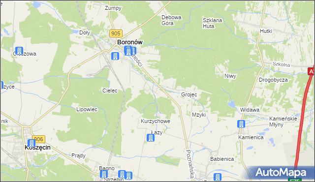 mapa Hucisko gmina Boronów, Hucisko gmina Boronów na mapie Targeo