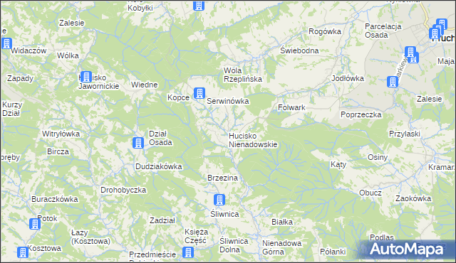 mapa Hucisko Nienadowskie, Hucisko Nienadowskie na mapie Targeo