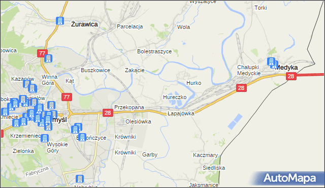 mapa Hureczko, Hureczko na mapie Targeo