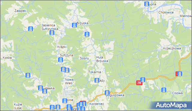 mapa Huta Brzuska, Huta Brzuska na mapie Targeo