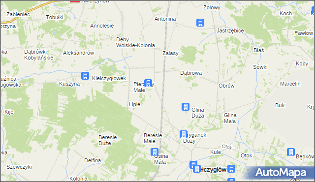 mapa Huta gmina Kiełczygłów, Huta gmina Kiełczygłów na mapie Targeo