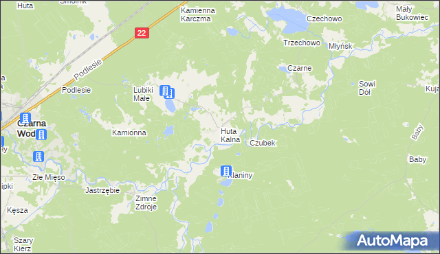 mapa Huta Kalna, Huta Kalna na mapie Targeo