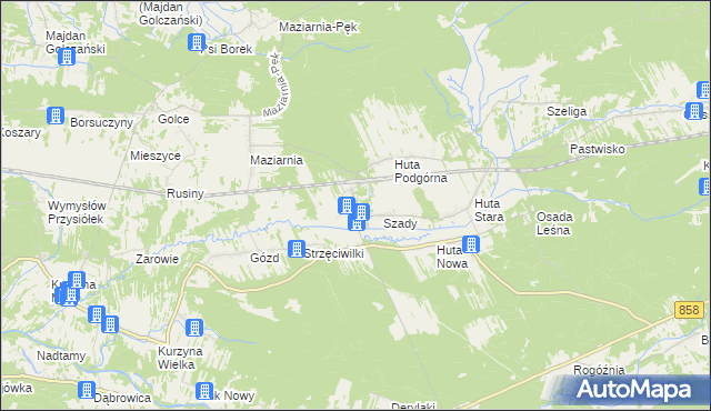 mapa Huta Krzeszowska, Huta Krzeszowska na mapie Targeo