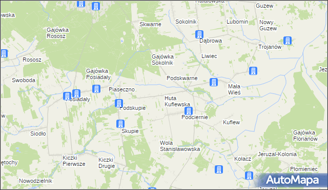 mapa Huta Kuflewska, Huta Kuflewska na mapie Targeo