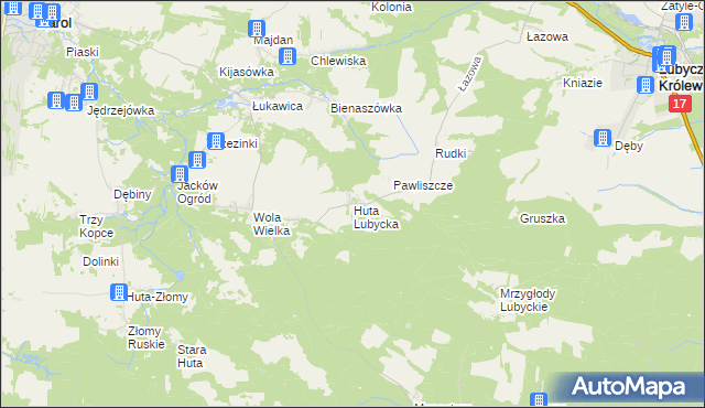 mapa Huta Lubycka, Huta Lubycka na mapie Targeo