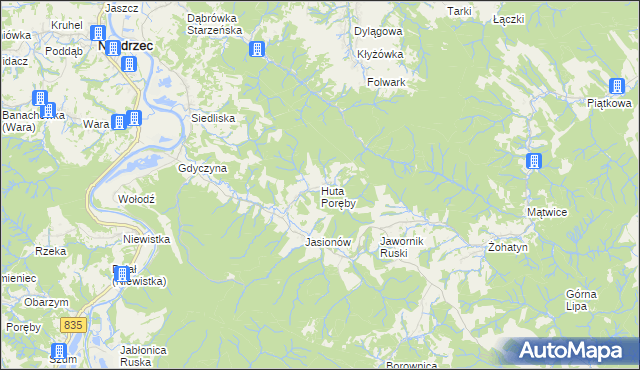 mapa Huta Poręby, Huta Poręby na mapie Targeo