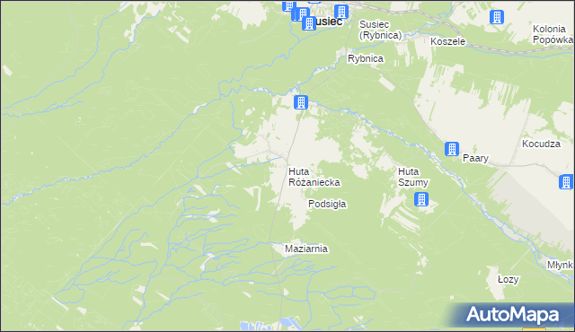 mapa Huta Różaniecka, Huta Różaniecka na mapie Targeo