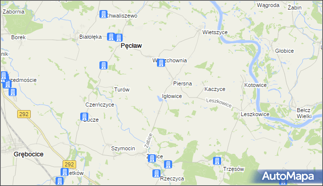 mapa Igłowice gmina Pęcław, Igłowice gmina Pęcław na mapie Targeo