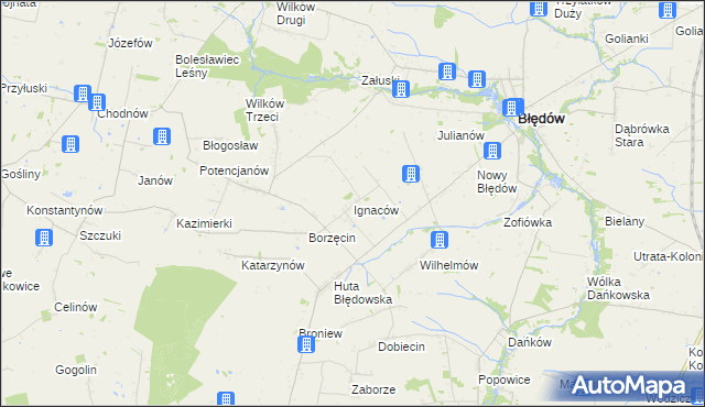 mapa Ignaców gmina Błędów, Ignaców gmina Błędów na mapie Targeo