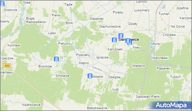 mapa Ignaców gmina Siemkowice, Ignaców gmina Siemkowice na mapie Targeo